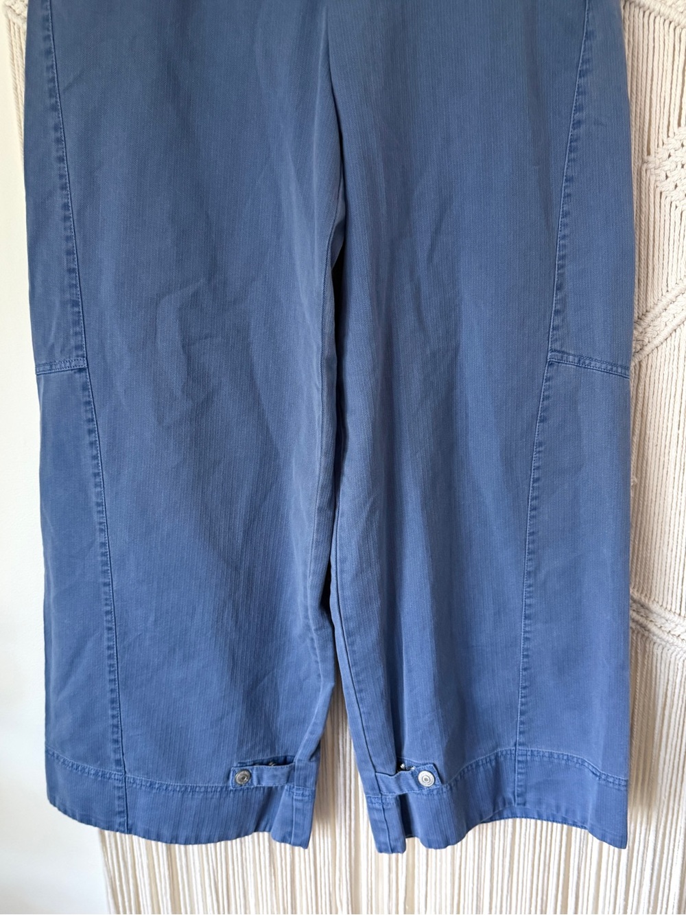 Free People Belted Boyfriend Wide Leg Blue Cotton Pants M NWOT - Picture 4 of 13